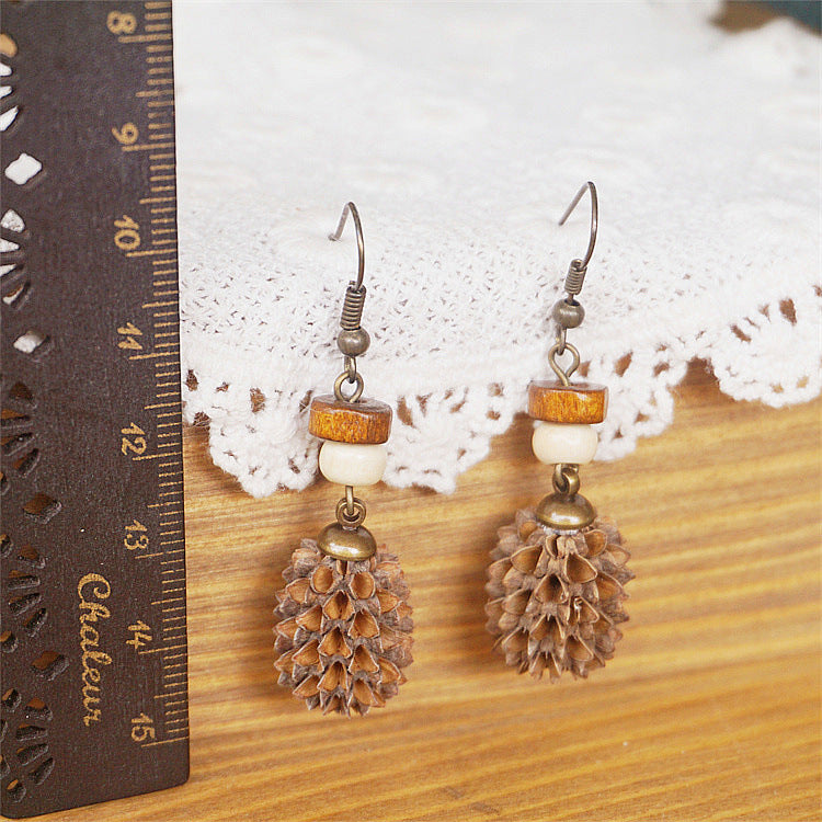 Wholesale Dried Fruit Trees Wooden Earrings